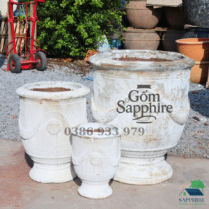 SAP1295930 - Bộ 3 - Cúp men antique cổ trắng