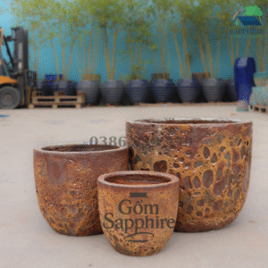 SAP281944 - Bộ 3 - Chậu trứng men sôi socola